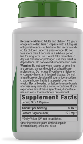 Nature's Way® | Cascara Sagrada - right side of pack Sku:11300