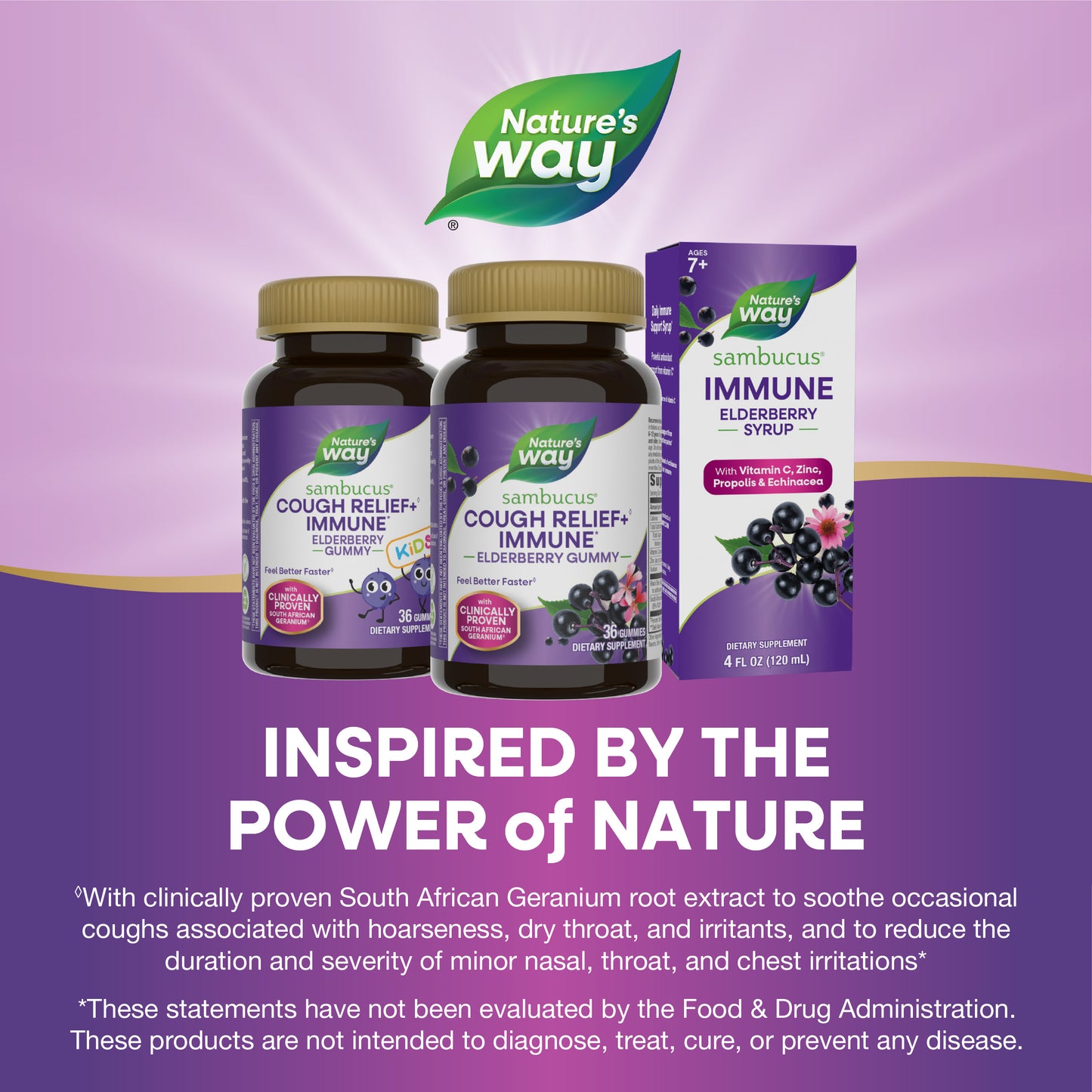 <{%MAIN5_13610%}>Nature's Way® | Sambucus Cough Relief +♢ Immune* Elderberry Gummies