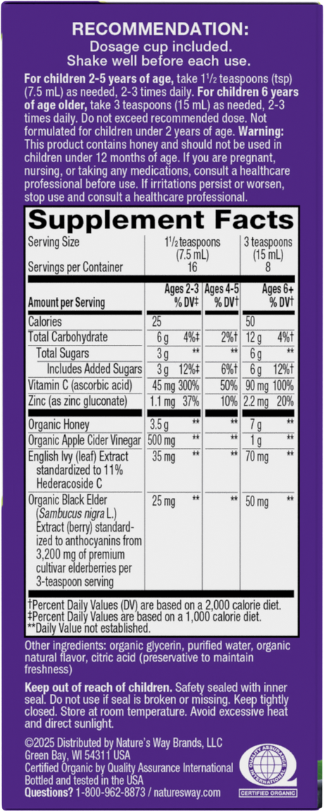 <{%360IMAGE1_13315%}>Nature's Way® | Sambucus Kids Cough +♢ Immune* Elderberry Syrup - right side of pack