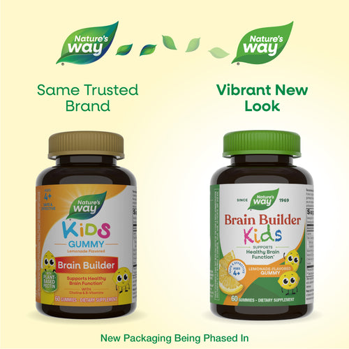 Nature's Way® | Kids Brain Builder Gummies - package updates old to new Sku:13882
