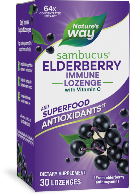 <{%PRIMARY_14001%}>Nature's Way® | Sambucus Elderberry Immune Lozenge, 30 lozenges, Elderberry