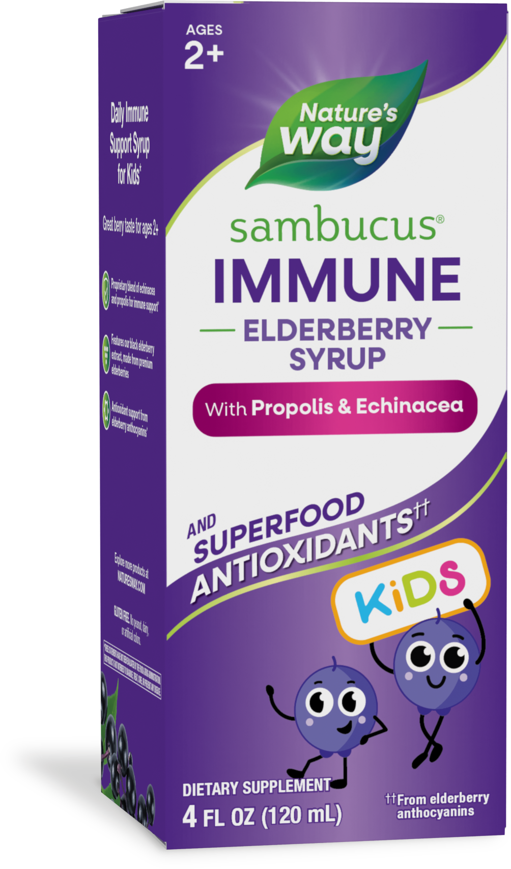 <{%PRIMARY_6973%}>Nature's Way® | Sambucus Immune Elderberry Syrup for Kids, 4 fl oz (120 ml), Elderberry
