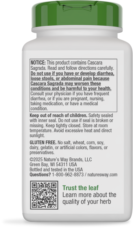 <{%360IMAGE7_11308%}>Nature's Way® | Cascara Sagrada - back of pack