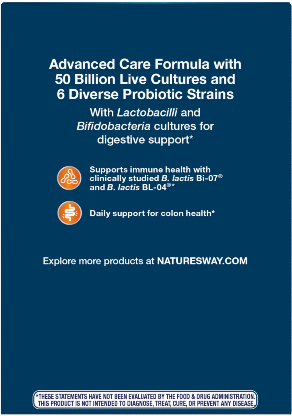 <{%360IMAGE2_10337%}>Nature's Way® | Fortify Optima 50 Billion Probiotic - back of pack