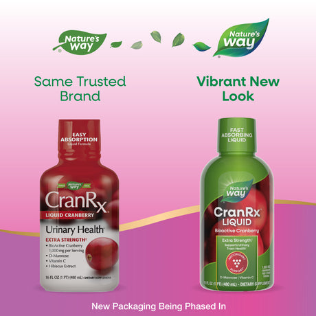 <{%MAIN1_10613%}>Nature's Way® | CranRx Liquid Bioactive Cranberry - package updates old to new