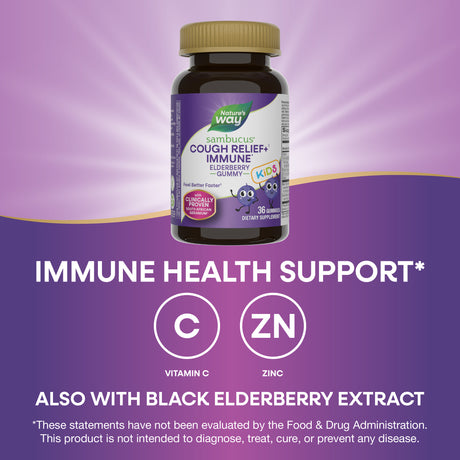 <{%MAIN3_13676%}>Nature's Way® | Sambucus Kids Cough Relief +♢ Immune* Elderberry Gummies