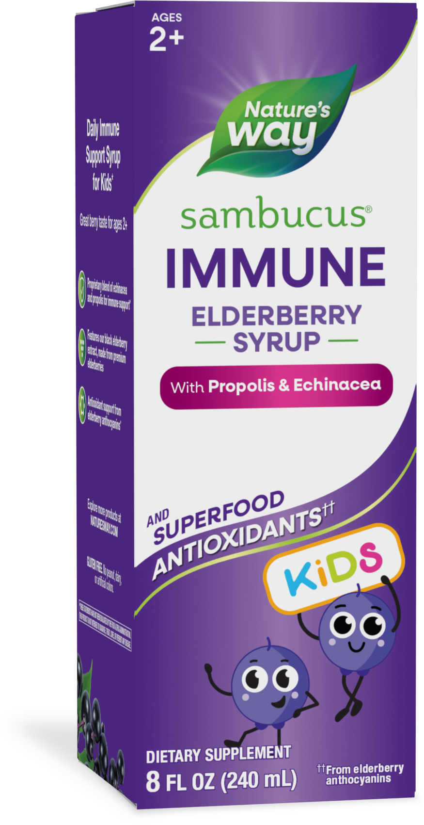 <{%PRIMARY_15359%}>Nature's Way® | Sambucus Immune Elderberry Syrup for Kids*, 8 fl oz (240 ml), Elderberry