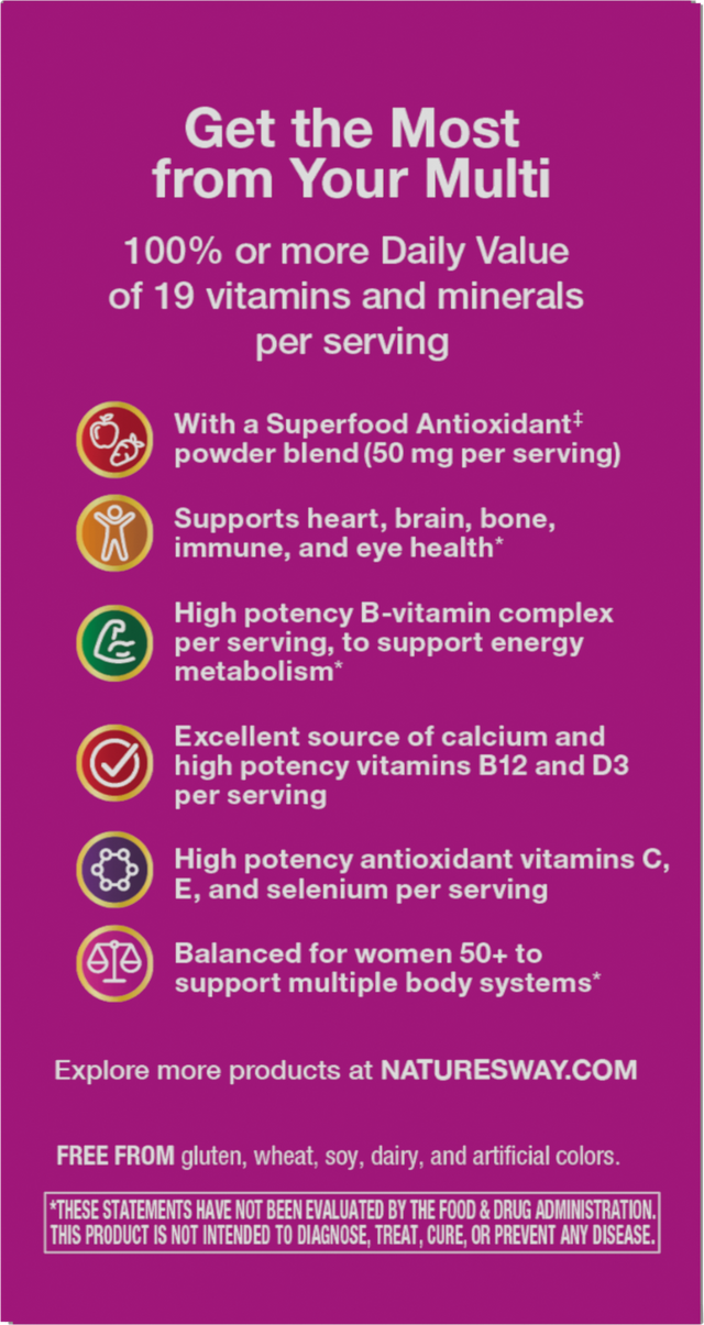 <{%360IMAGE5_13662%}>Nature's Way® | Alive! Women's 50+ Complete Multivitamin - right side of pack