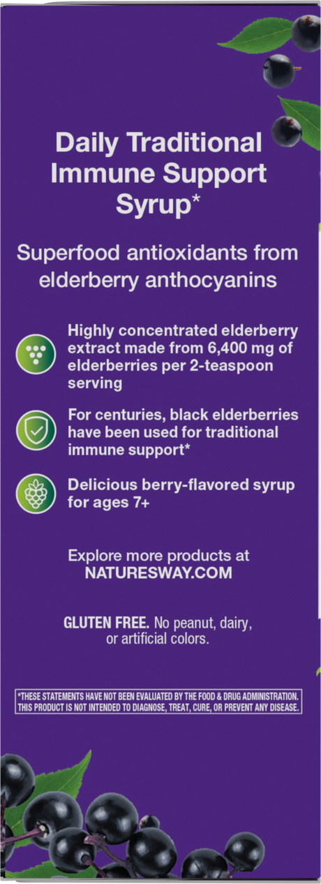 <{%360IMAGE3_15332%}>Nature's Way® | Sambucus Traditional Elderberry Immune Syrup - left side of pack