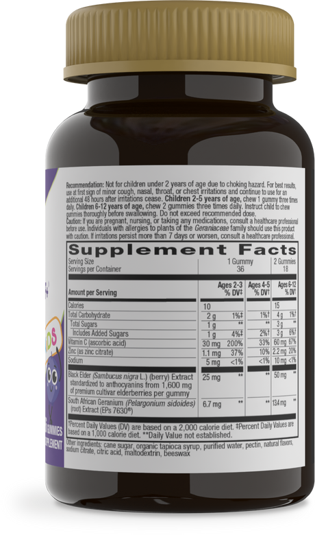 <{%360IMAGE1_13676%}>Nature's Way® | Sambucus Kids Cough Relief +♢ Immune* Elderberry Gummies - right side of pack