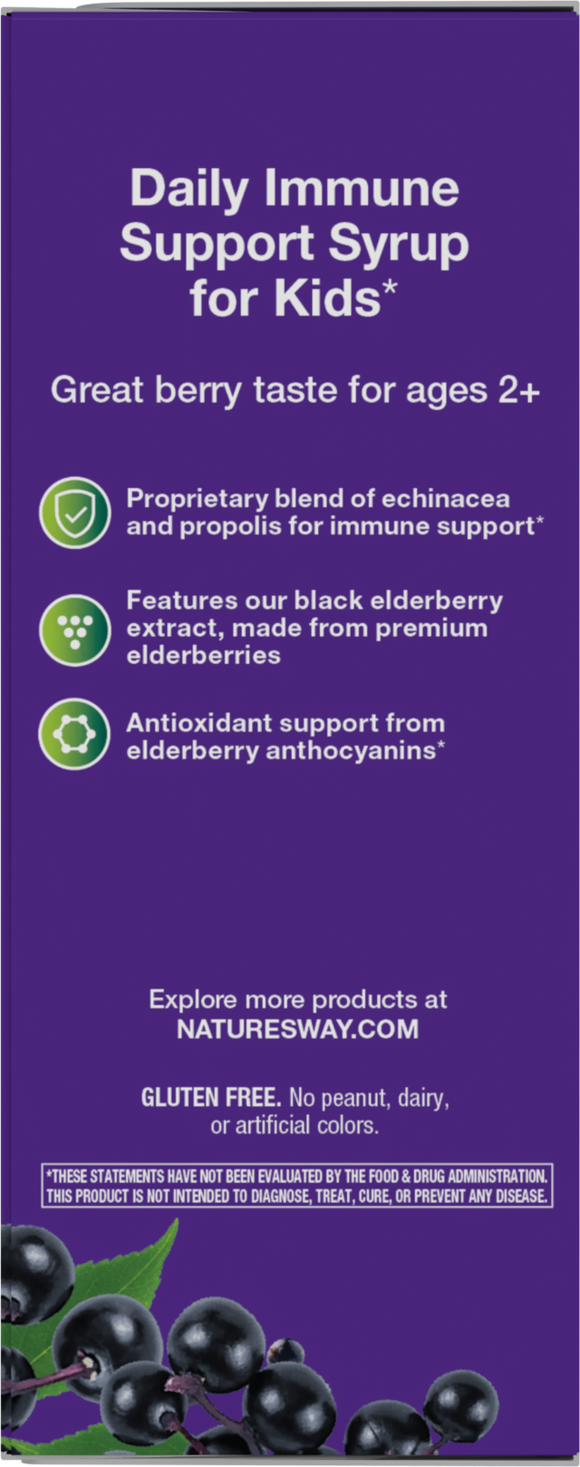 <{%360IMAGE7_6973%}>Nature's Way® | Sambucus Immune Elderberry Syrup for Kids - left side of pack