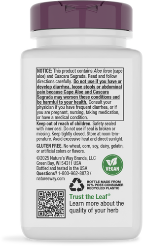 Nature's Way® | Aloe MAXLAX Premium Blend - back of pack Sku:142