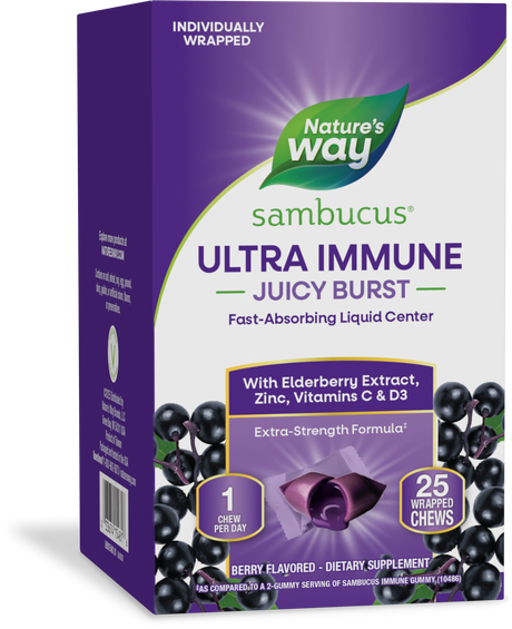<{%PRIMARY_15481%}>Nature's Way® | Sambucus Ultra Immune Juicy Burst, 25 chews, Berry