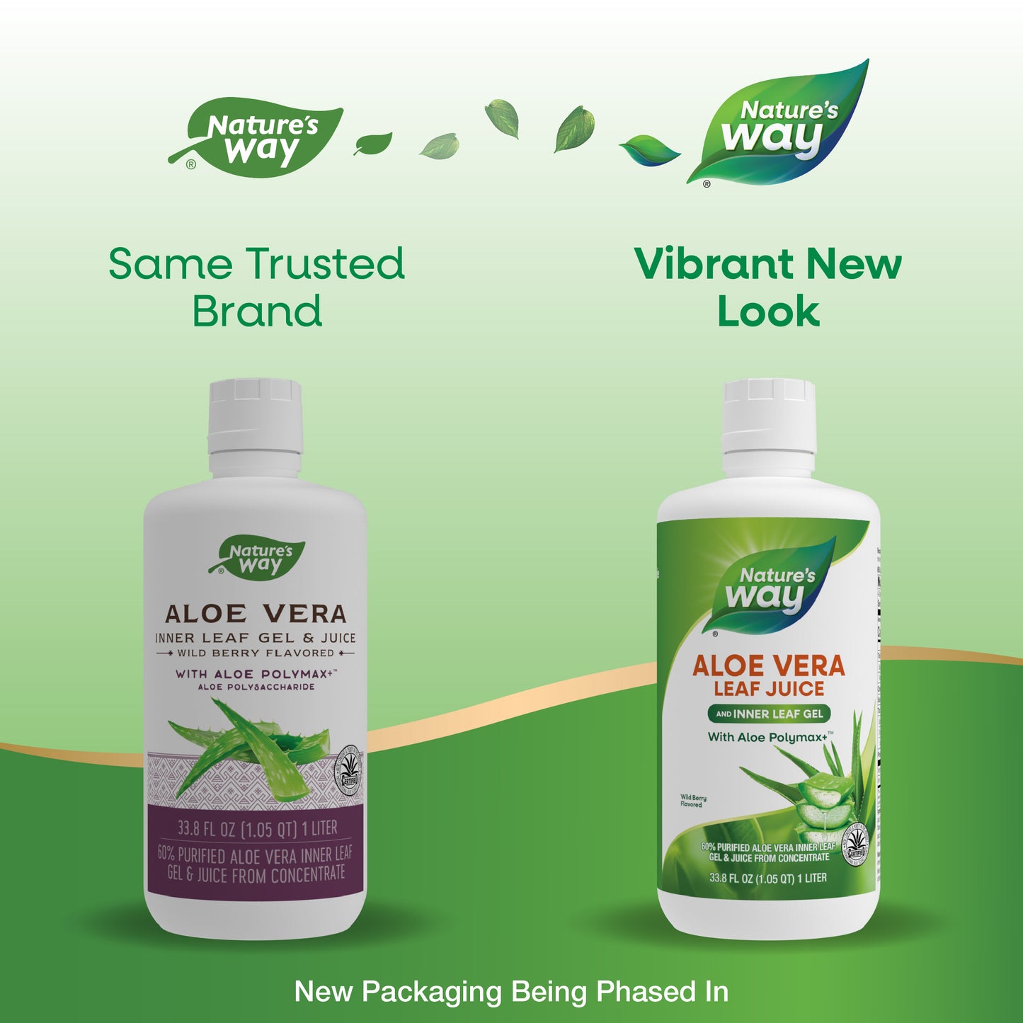 <{%MAIN1_14282%}>Nature's Way® | Aloe Vera Inner Leaf Gel & Juice - package updates old to new