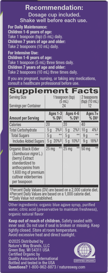 <{%360IMAGE1_15797%}>Nature's Way® | Sambucus Organic Traditional Elderberry Immune Syrup for Kids - right side of pack