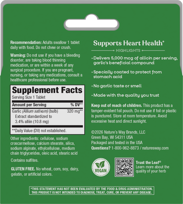 <{%360IMAGE5_08503%}>Nature's Way® | Garlinase 5000 - back of pack