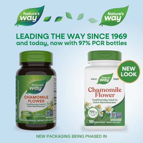 <{%MAIN1_11600%}>Nature's Way® | Chamomile Flowers - package updates old to new