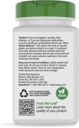 Nature's Way® | Gluten Defense - back of pack Sku:03952