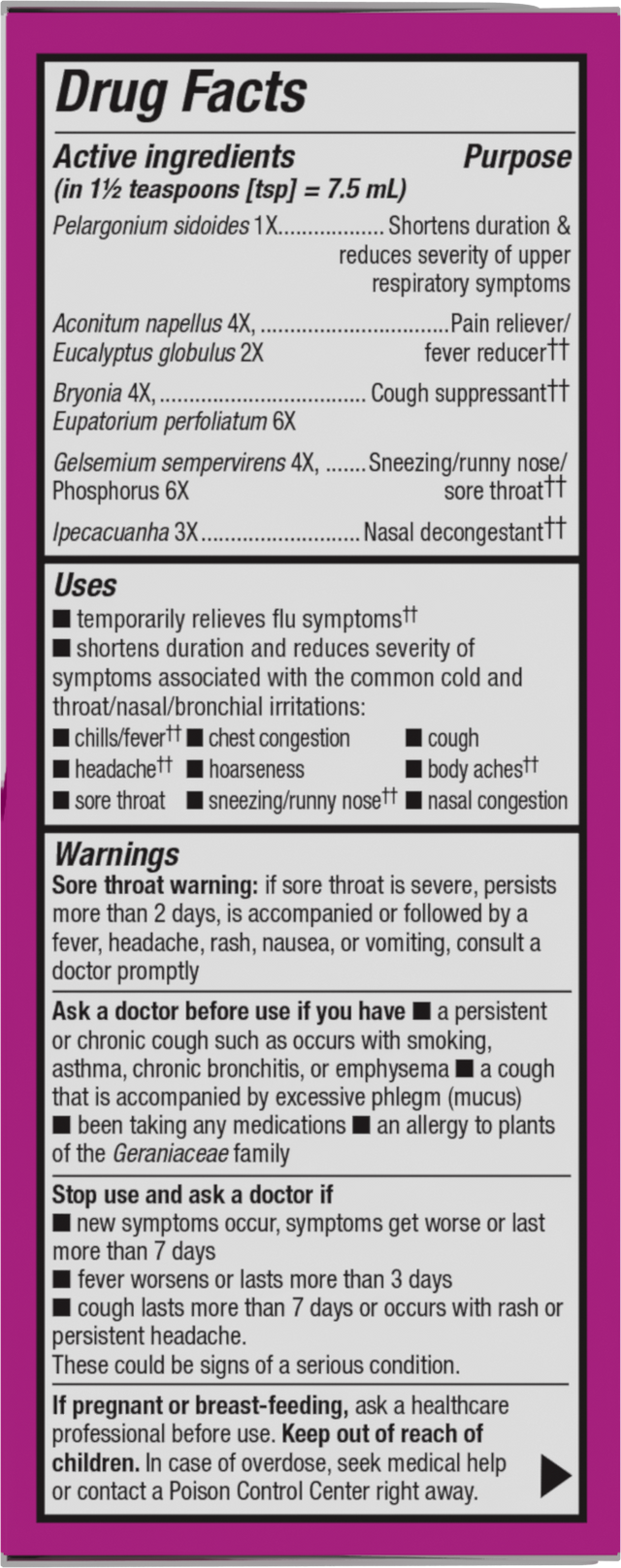 <{%360IMAGE1_15148%}>Nature's Way® | Umcka Cold & Flu Relief Syrup - right side of pack
