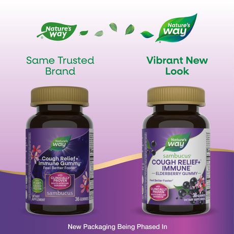<{%MAIN1_13610%}>Nature's Way® | Sambucus Cough Relief +♢ Immune* Elderberry Gummies