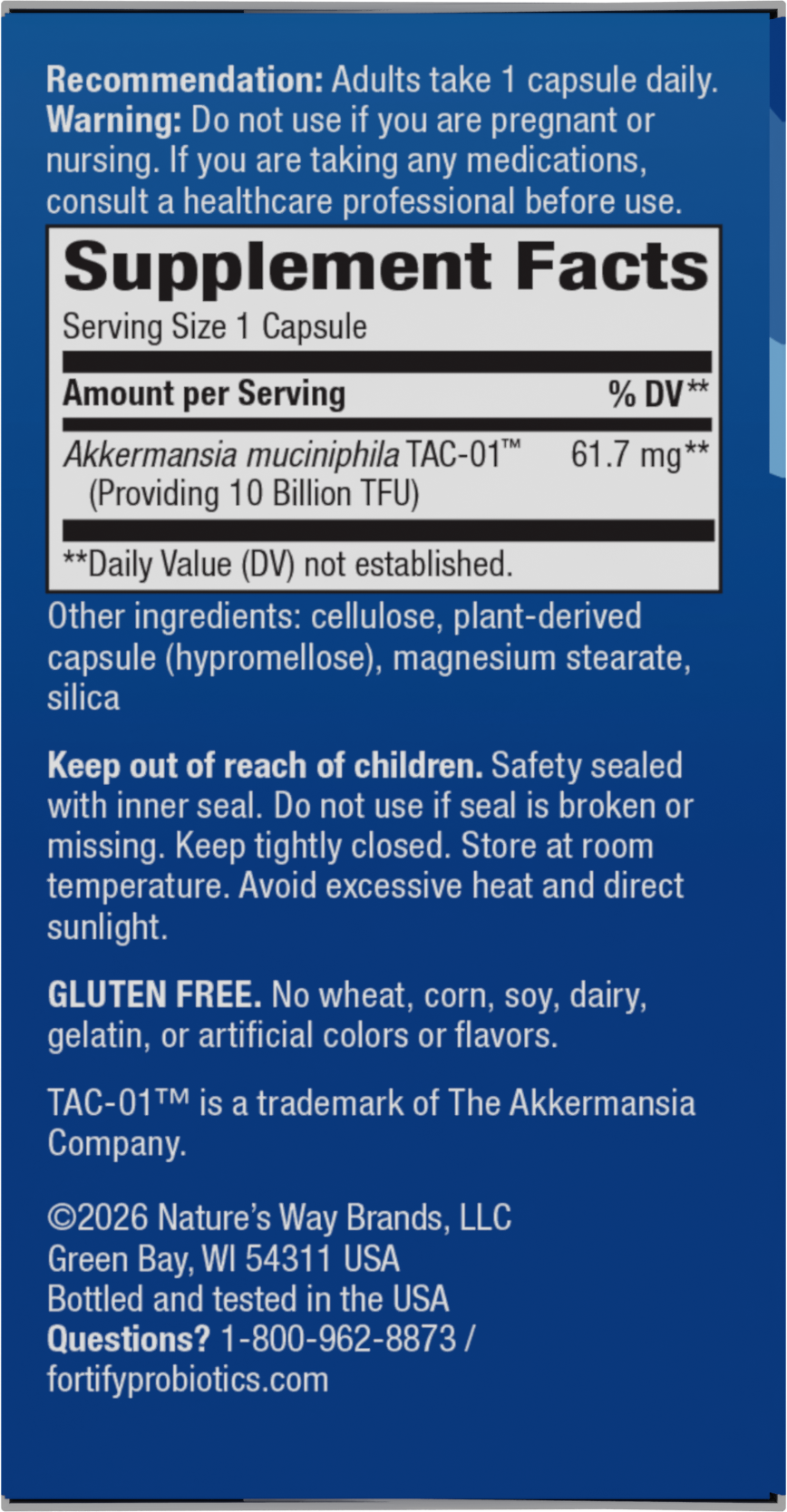 <{%360IMAGE1_16254%}>Nature's Way® | Fortify Akkermansia - right side of pack