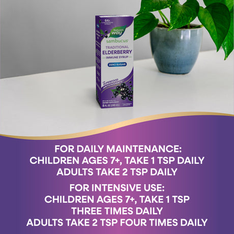 <{%DETAIL2_15331%}>Nature's Way® | Sambucus Zero Sugar Traditional Elderberry Immune Syrup