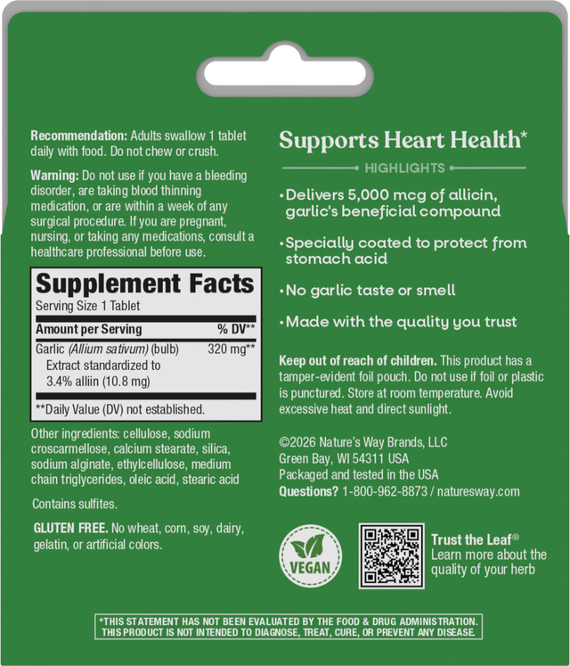 <{%360IMAGE1_08501%}>Nature's Way® | Garlinase 5000 - back of pack