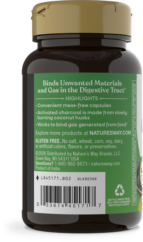 Nature's Way® | Activated Charcoal - left side of pack Sku:45171