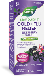 <{%PRIMARY_15136%}>Nature's Way® | Sambucus Cold+Flu Relief Elderberry Syrup, 4 fl oz (120 ml), Elderberry