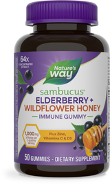 <{%PRIMARY_15761%}>Nature's Way® | Sambucus Elderberry + Wildflower Honey Immune Gummy, 50 gummies, Honey