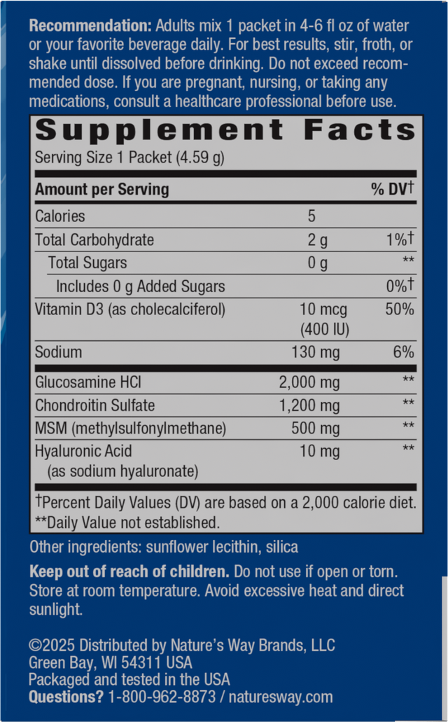 <{%360IMAGE1_15121%}>Nature's Way® | Joint Movement Glucosamine Drink Mix - right side of pack