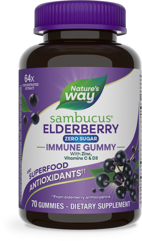 <{%PRIMARY_14617%}>Nature's Way® | Sambucus Elderberry Zero Sugar Immune Gummy, 70 gummies