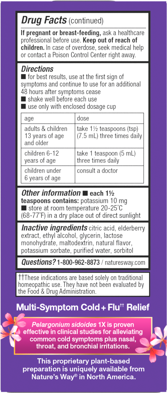 <{%360IMAGE2_15136%}>Nature's Way® | Sambucus Cold+Flu Relief Elderberry Syrup - back of pack