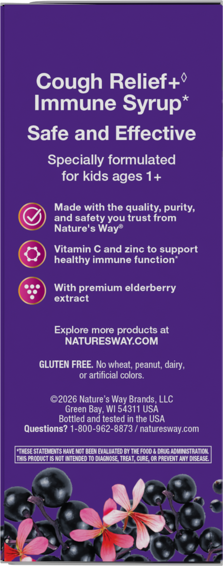 <{%360IMAGE3_13671%}>Nature's Way® | Sambucus Kids Cough Relief +♢ Immune* Elderberry Syrup - left side of pack