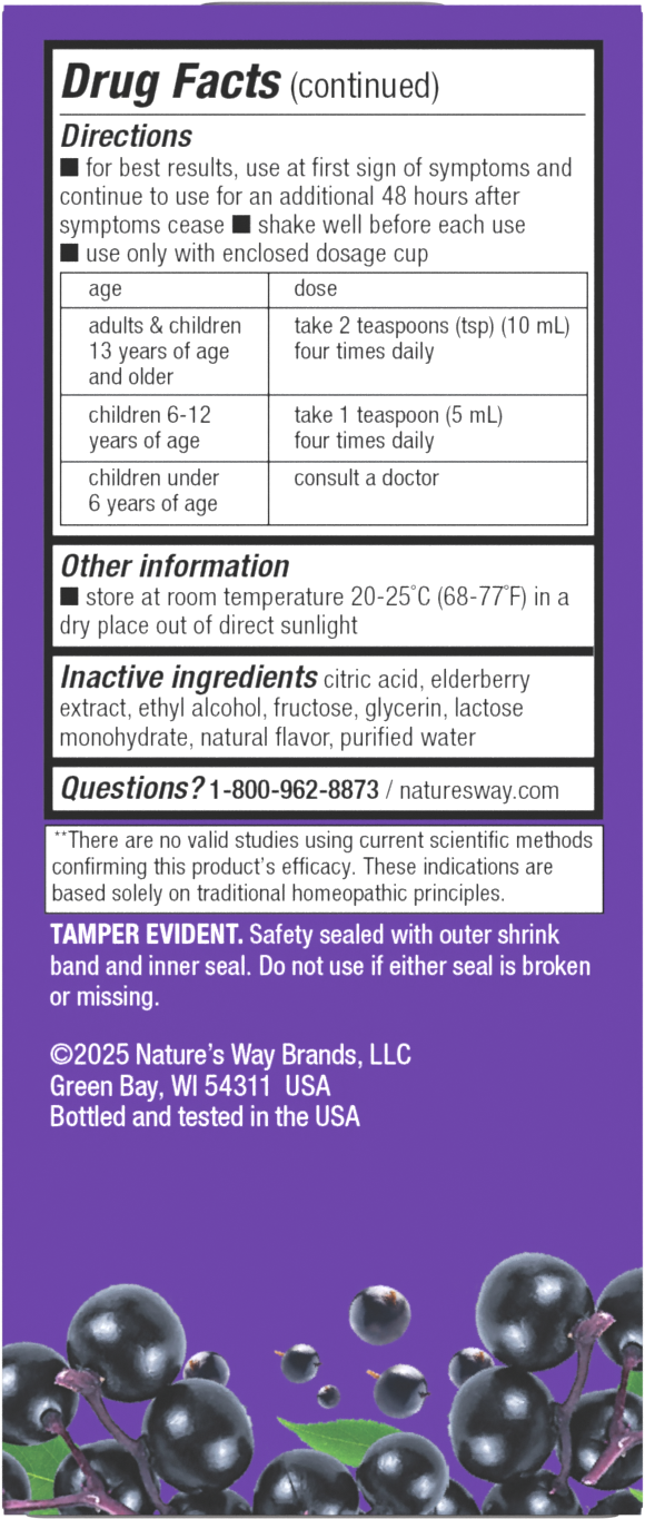 <{%360IMAGE2_15803%}>Nature's Way® | Sambucus Flu Relief** Elderberry Syrup - back of pack