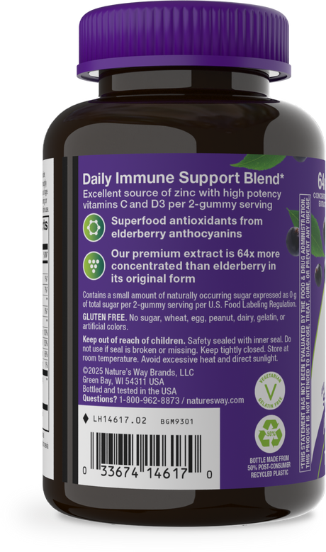 <{%360IMAGE5_14617%}>Nature's Way® | Sambucus Elderberry Zero Sugar Immune Gummy - left side of pack