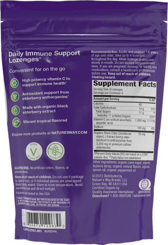 Nature's Way® | Sambucus Immune Lozenges - back of pack Sku:12963