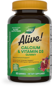 <{%PRIMARY_10255%}>Nature's Way® | Alive! Calcium & Vitamin D3 Gummies, 60 gummies, Raspberry-Lemonade & Strawberry