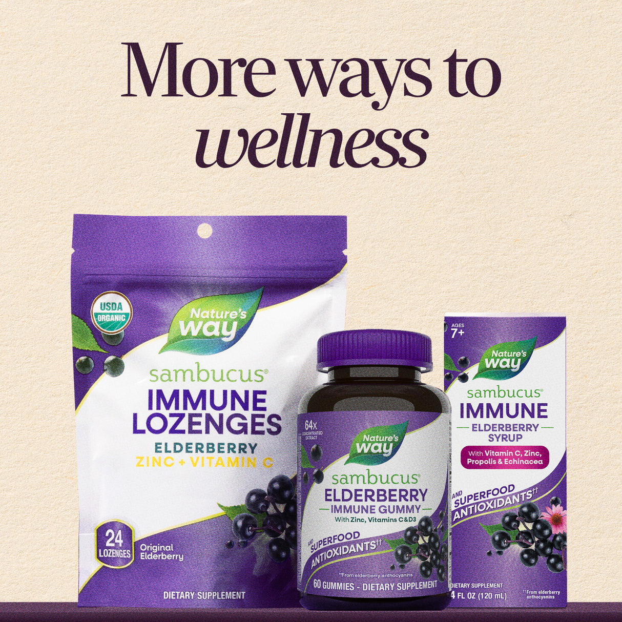 <{%MAIN5_15761%}>Nature's Way® | Sambucus Elderberry + Wildflower Honey Immune Gummy