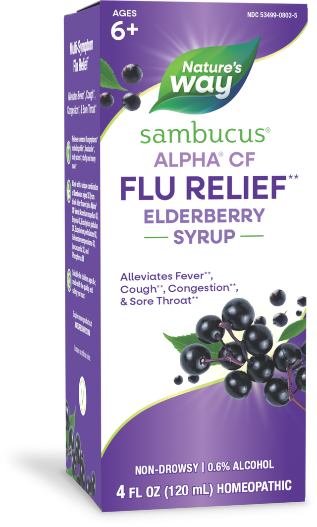 <{%PRIMARY_15803%}>Nature's Way® | Sambucus Flu Relief** Elderberry Syrup, 4 fl oz (120 ml)