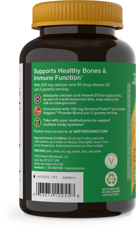 <{%360IMAGE2_10255%}>Nature's Way® | Alive! Calcium & Vitamin D3 Gummies - left side of pack