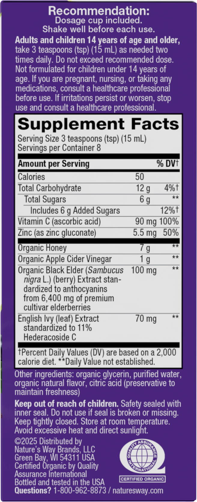 <{%360IMAGE1_13313%}>Nature's Way® | Sambucus Cough +♢ Immune* Elderberry Syrup - right side of pack
