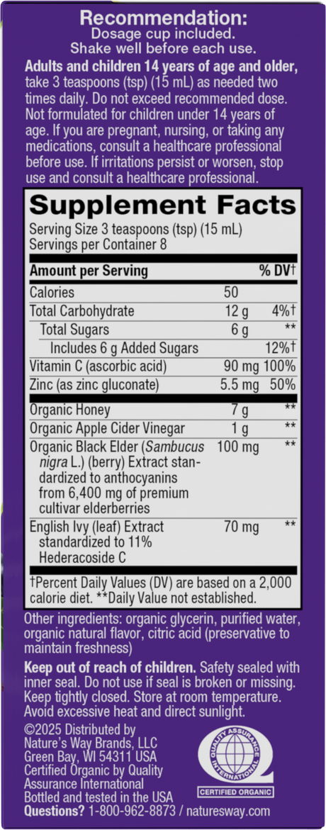 <{%360IMAGE1_13313%}>Nature's Way® | Sambucus Cough +♢ Immune* Elderberry Syrup - right side of pack