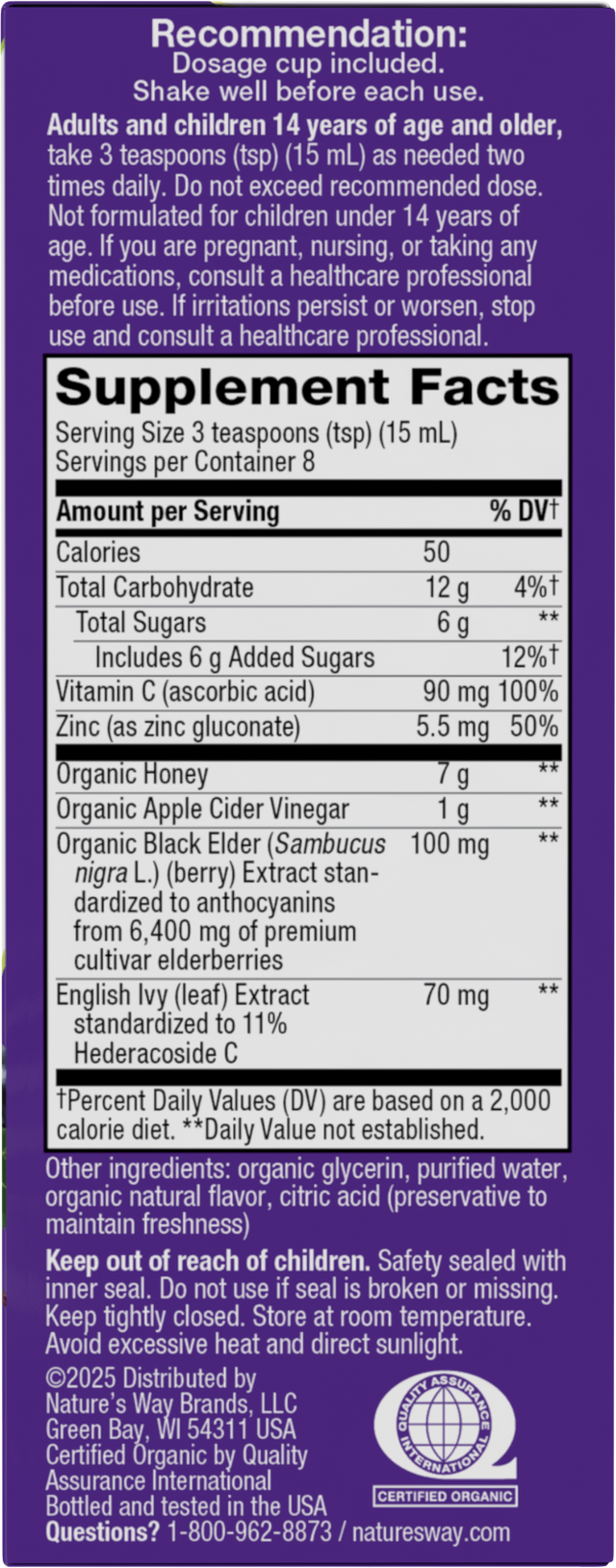 <{%360IMAGE1_13313%}>Nature's Way® | Sambucus Cough +♢ Immune* Elderberry Syrup - right side of pack