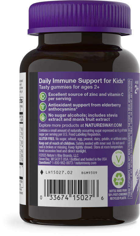<{%360IMAGE2_15027%}>Nature's Way® | Sambucus Elderberry Zero Sugar Immune Gummies for Kids - left side of pack