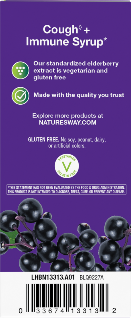 <{%360IMAGE2_13313%}>Nature's Way® | Sambucus Cough +♢ Immune* Elderberry Syrup - back of pack