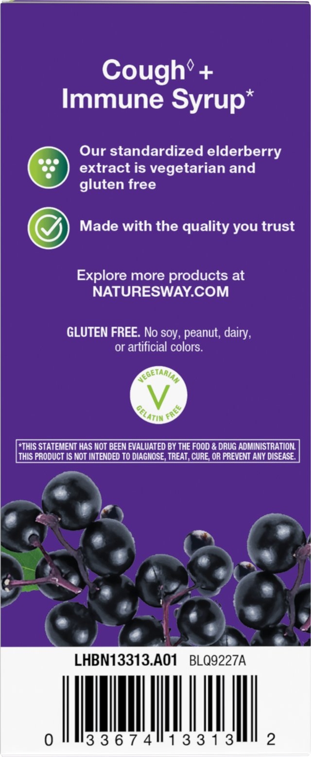 <{%360IMAGE2_13313%}>Nature's Way® | Sambucus Cough +♢ Immune* Elderberry Syrup - back of pack