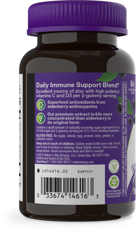 <{%360IMAGE2_14616%}>Nature's Way® | Sambucus Elderberry Zero Sugar Immune Gummy - left side of pack
