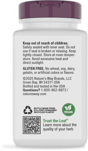 Nature's Way® | Cat's Claw Standardized Extract - back of pack Sku:60700