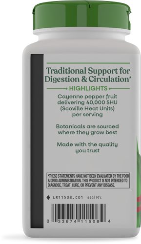Nature's Way® | Cayenne Fruit - left side of pack Sku:11508